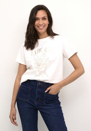 Kaffe LOUISA  - T-shirt imprimé - chalk w foil print