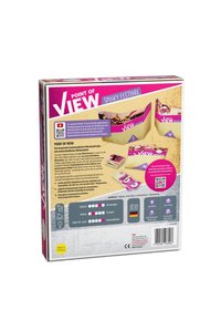 Tył pudełka kooperacyjnej gry planszowej Point of View Spooky Festival, pokazujący złożone plansze do gry, karty i szczegóły w języku niemieckim.