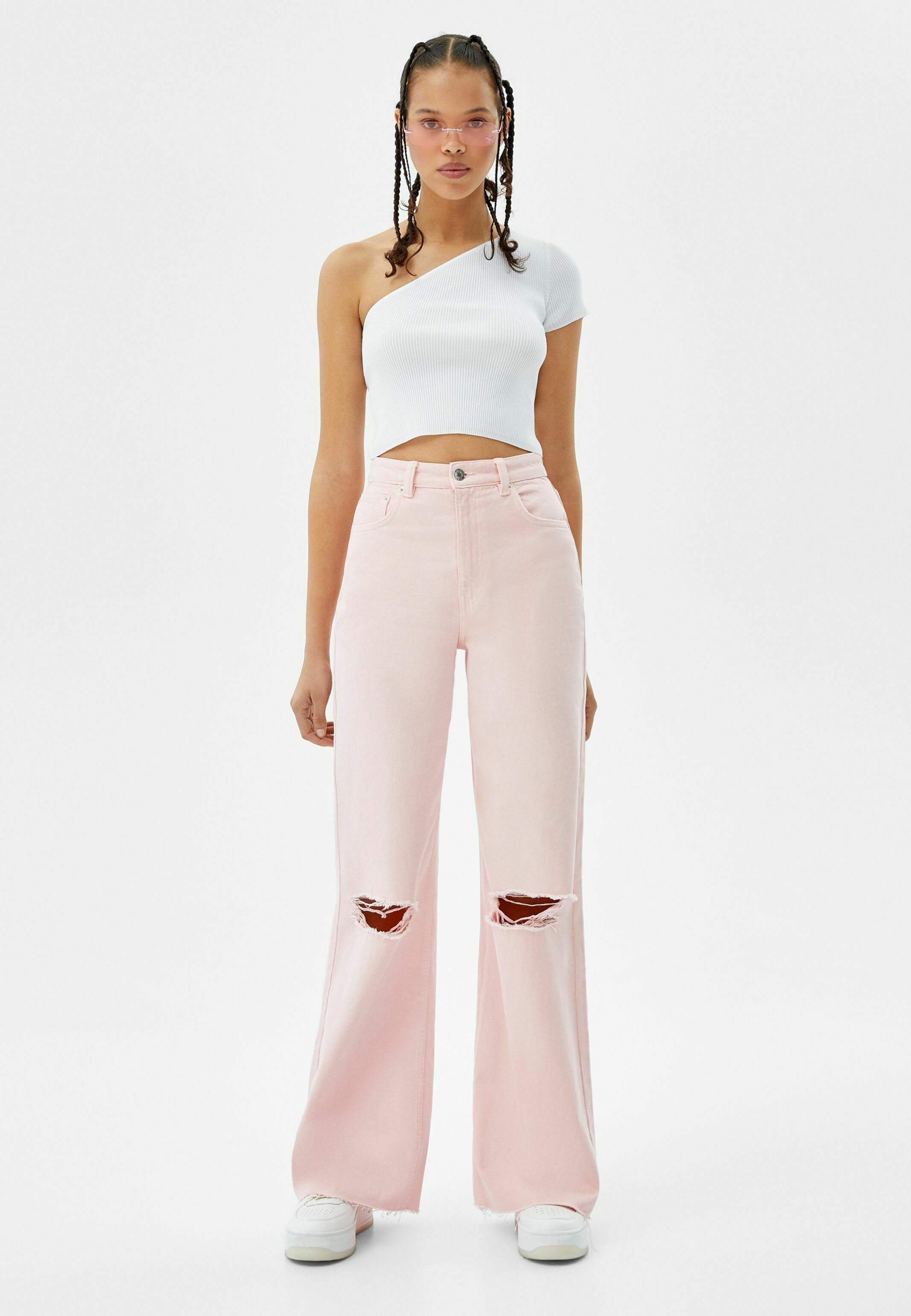 Bershka WIDE LEG TWILL - Pantaloni - pink/fuxia - Zalando.it