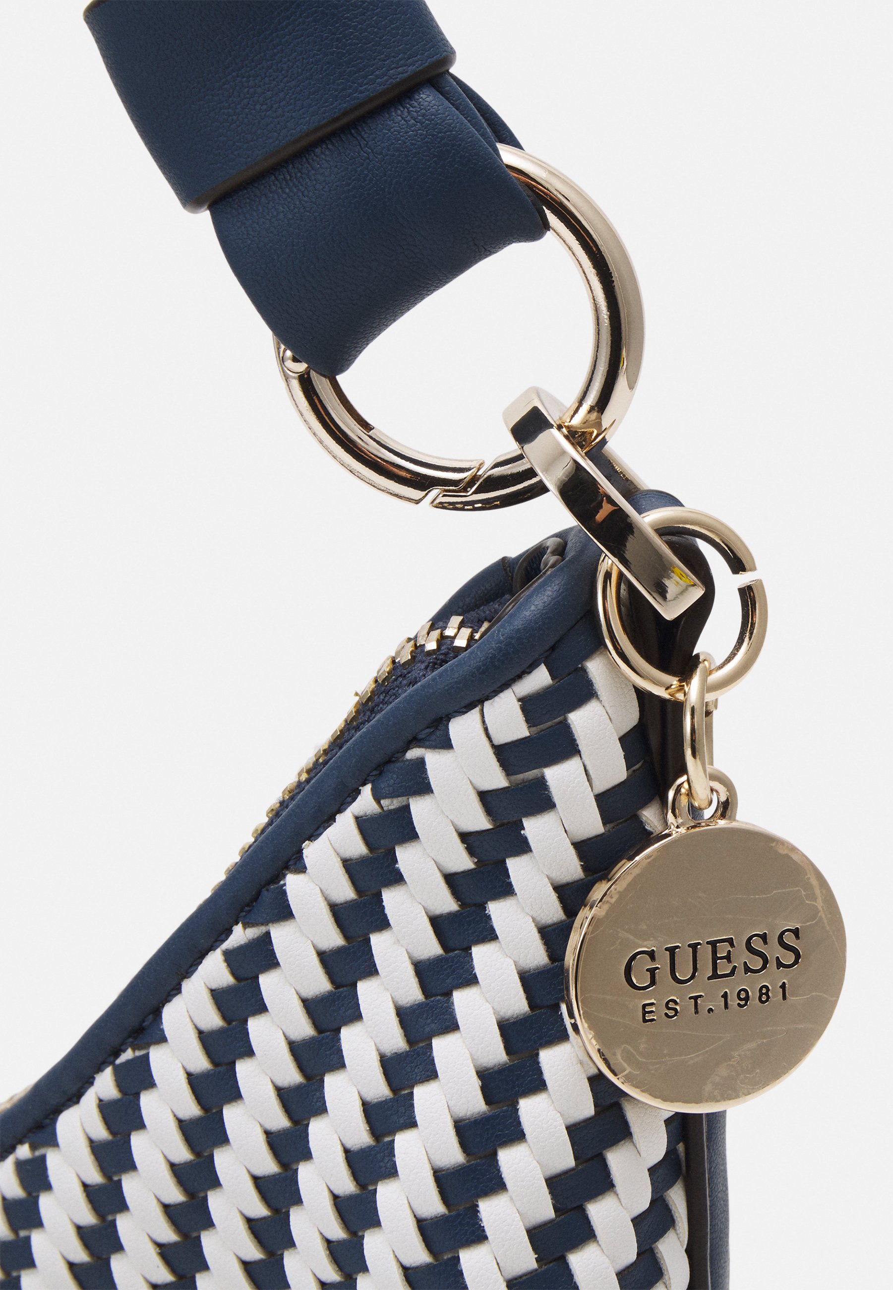 guess navy handbag