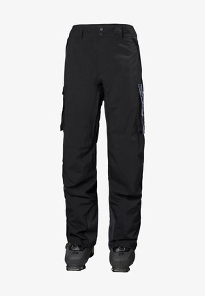 Zwarte sneeuwbroeken met een rechte snit, gemaakt van waterafstotend materiaal. Voorzien van zijzakken en versterkte cuffs voor duurzaamheid.