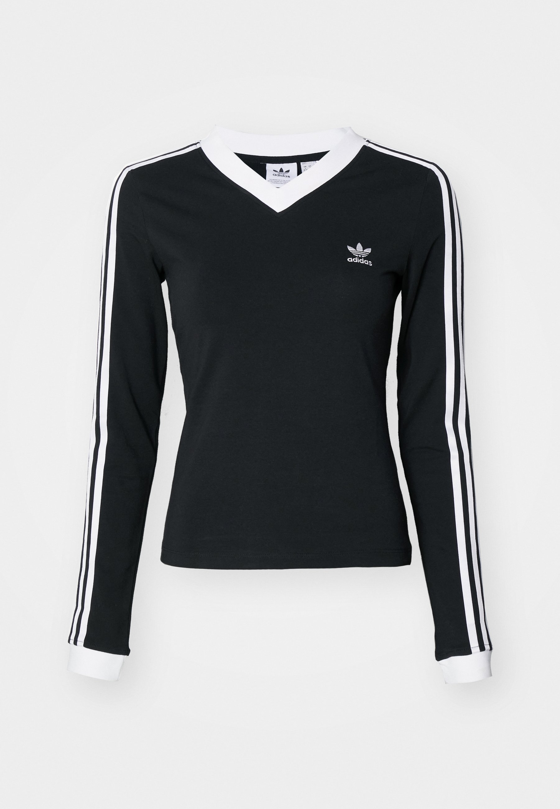 売れ筋商品|||アディダスオリジナルス Tシャツ レディース トップス VNECK - Long sleeved top - black adidas Originals ADICOLOR 3-STRIPES TURTLENECK LONG SLEEVE