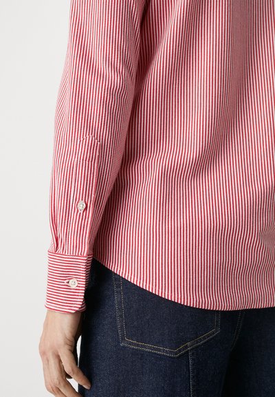 Polo Ralph Lauren LONG SLEEVE BUTTON FRONT  - Bluza z gumbi - bistro red/white