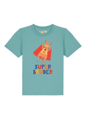 KÄNGURU SUPERBRUDER - T-Shirt print - teal monstera