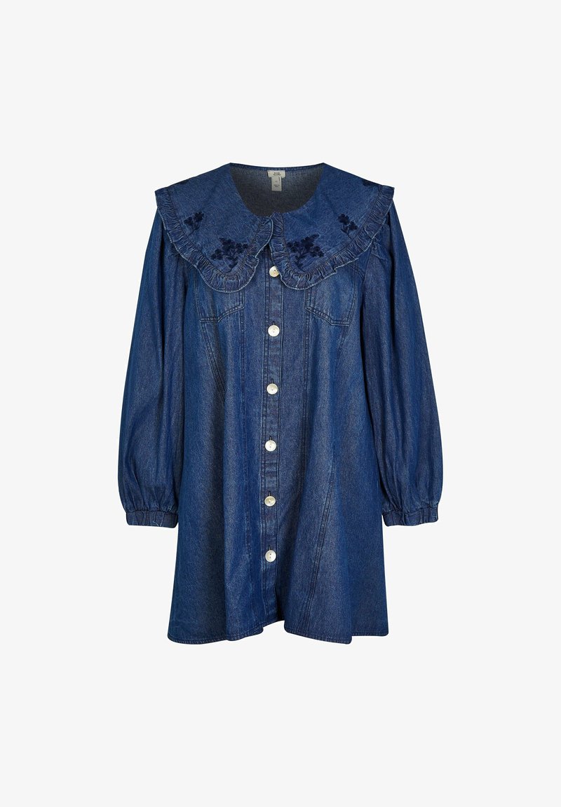 river island denim shirt dress Denim Button Through Mini Shirt Dress
