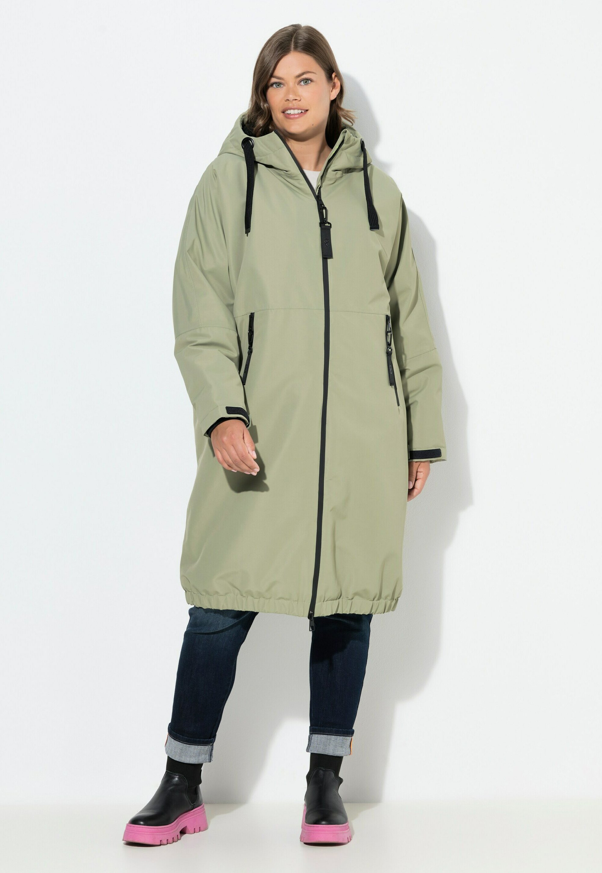 LAURASN Giacca Funzionale Oversize Con Fodera Teddy - Impermeabile, Antivento, Con Cappuccio E Doppia Cerniera
