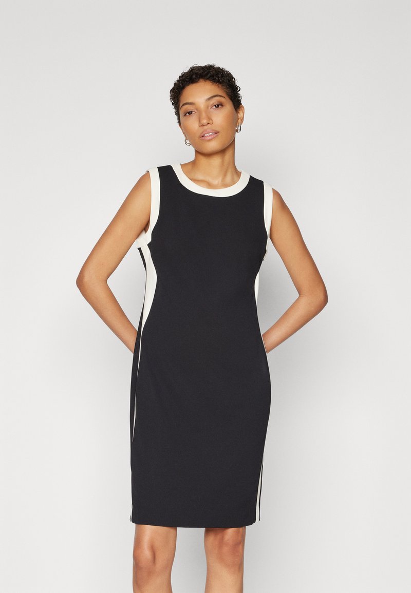 DKNY CONTRAST NECK AND SIDES - Etui-jurk - black/eggshell/zwart DKNY CONTRAST NECK AND SIDES - Etui-jurk - black/eggshell/zwart