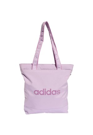 Světle fialová taška Adidas vyrobená z odolné textilie, s dvěma dlouhými uchy a výrazným logem v tmavší fialové barvě.