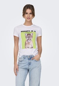 Unselected, bright white print cattitude