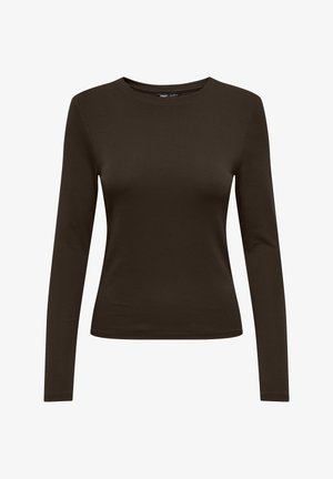 ONLY, ONLRILEY O-NECK L/S TOP JRS NOOS - Μπλούζα με μακριά μανίκια - black coffee