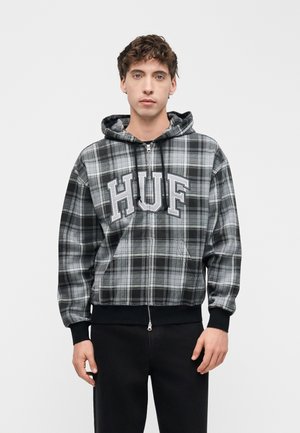 HUF, ARCH PLAID HEAVYWEIGHT HOODIE UNISEX - Sweat zippé - black
