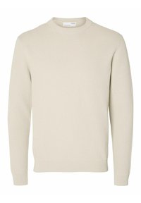 Selected Homme - LS STRUCTURE CREW NECK NOOS - Stickad tröja - oatmeal Miniatyrbild 1