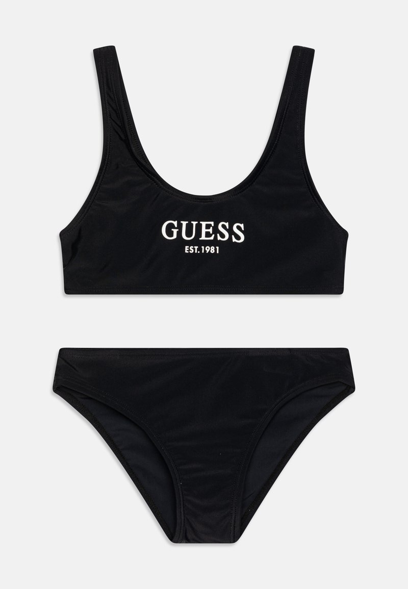 Guess Women's Abstract Print Cheeky Bikini Bottom With Side Tie & Ruffle Trim