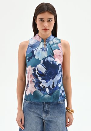 OTTANIO STAMPA FLOREA CON COLLO A FASCETTA - Top - var blue ottanio