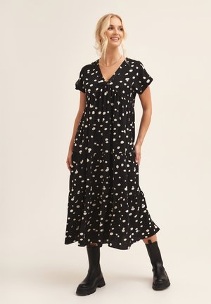 GINI LONDON POLKA DOT TIERED - Day dress - black
