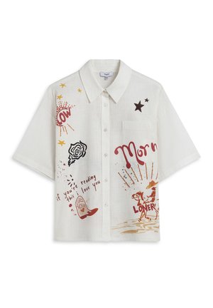 Twist, TWIST SHIRT SLOGAN & GRAPHIC PRINTED SHIRT - Button-down blouse - cream