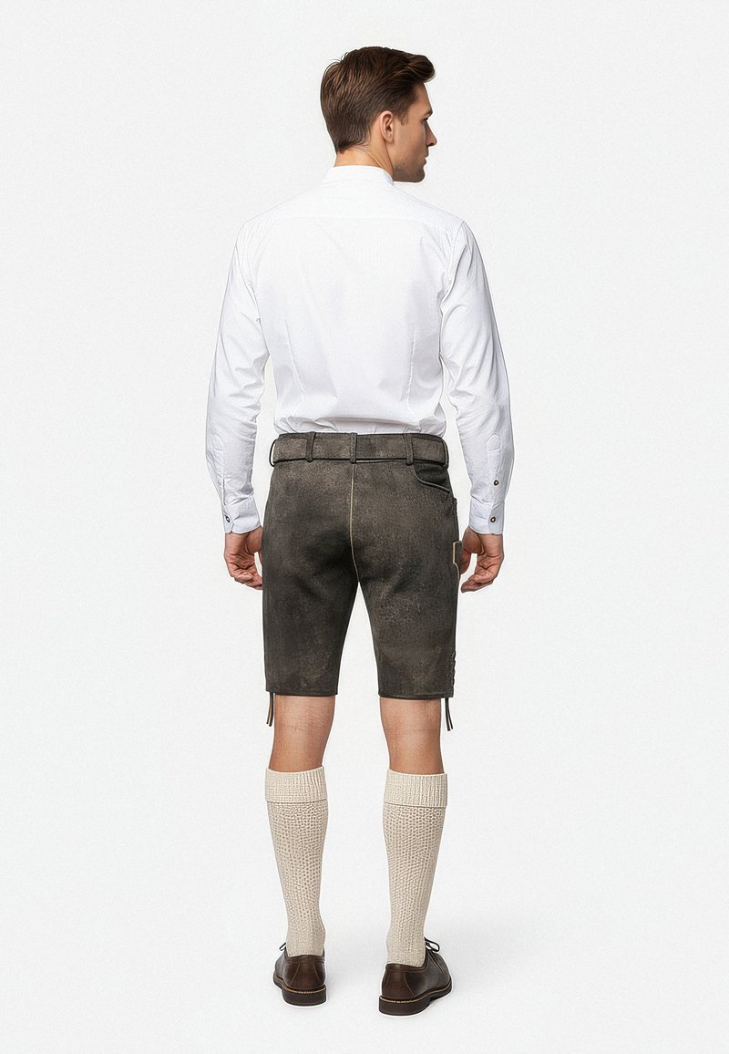 Tannhauser Lederhose 100% vera pelle con bretelle pantaloni tradizionali uomo per Oktoberfest marrone scuro Flachau (S/48 Tannhauser Lederhose 100% vera pelle con bretelle pantaloni tradizionali uomo per Oktoberfest marrone scuro Flachau (S/48