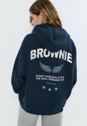 PRINT ALAS - Jersey con capucha - marino