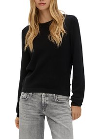 QS MIT DOBBY STRUKTUR - Strickpullover - schwarz
