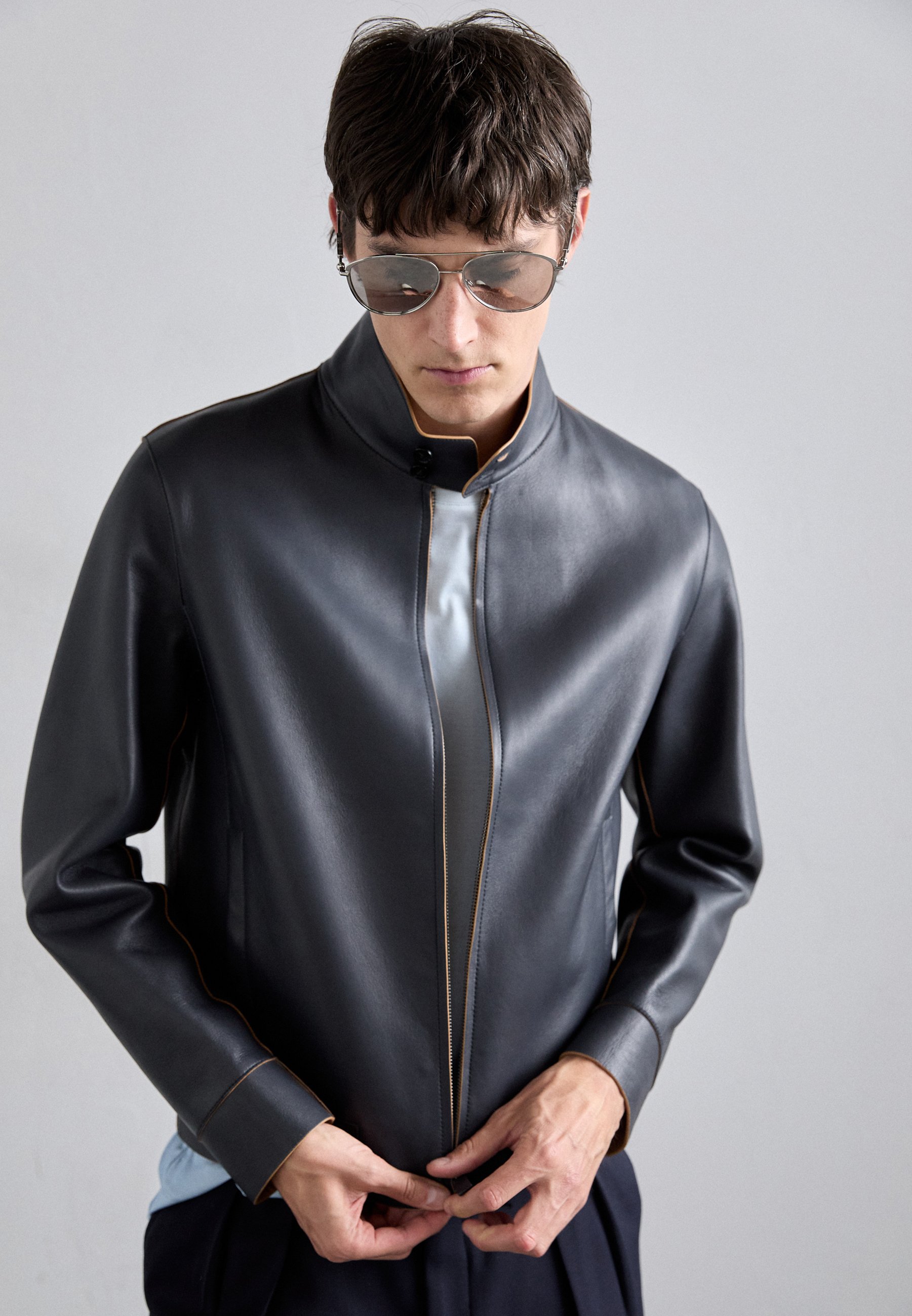 ジャケット・アウター EMPORIO ARMANI Full Zip Leather Jacket 31596266_61230825_600.jpg