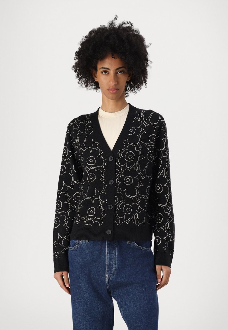 Marimekko EILINEN PIIRTO UNIKKO CARDIGAN - Adīta jaka - black/beige