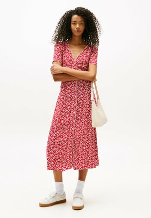 FLORAL V-NECK MIDI - Shirt dress - red small flowers