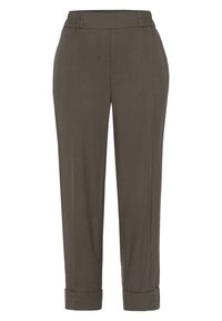 Tumman oliivinvihreät housut kevyestä kankaasta. Varustettu elastisella vyötärönauhalla ja käännetyillä hihoilla, joissa on sivutaskut.