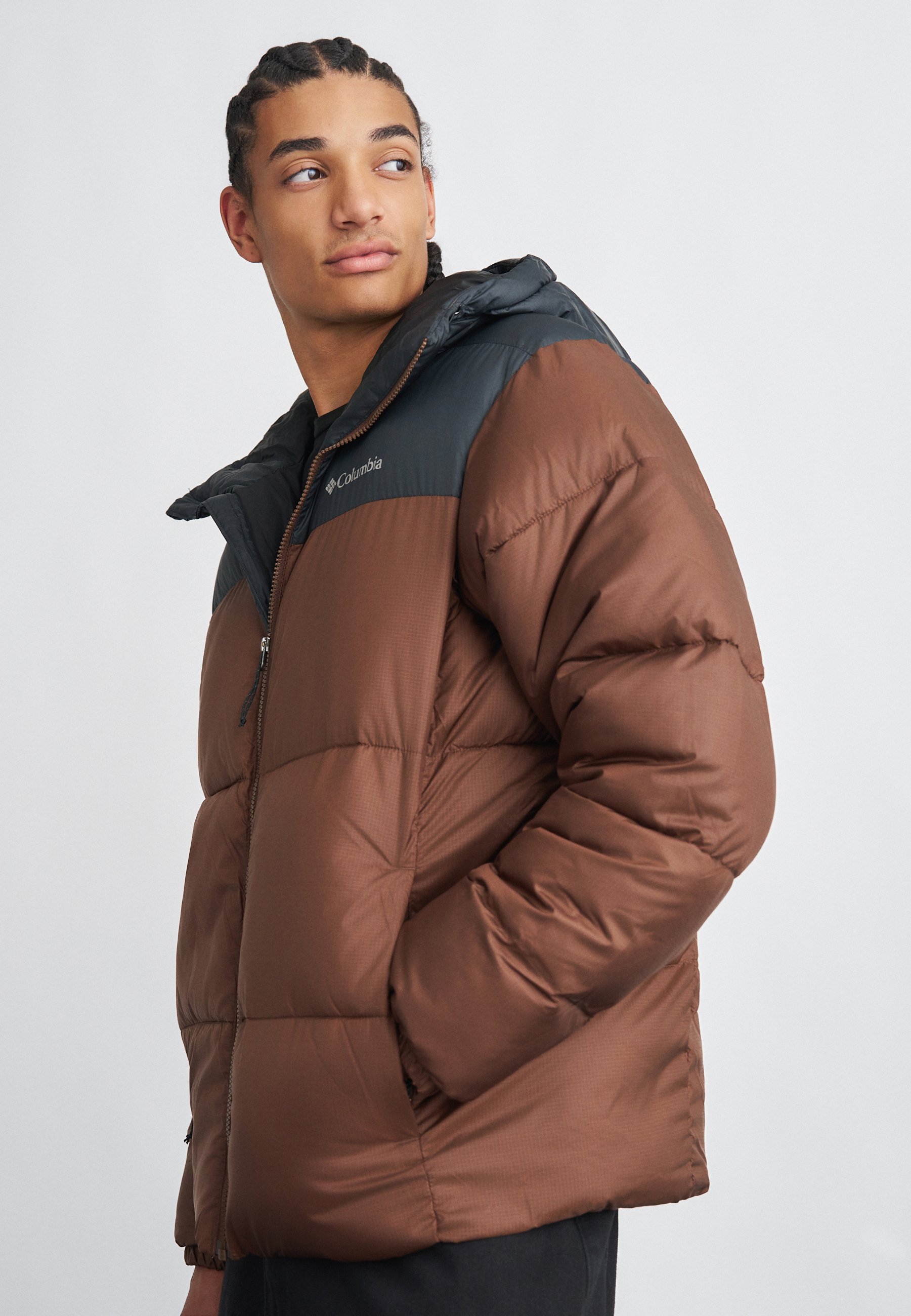 Columbia PUFFECT HOODED JACKET - Winter jacket - tobacco/black