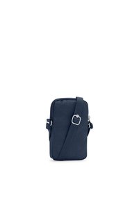 Borsa a tracolla blu navy realizzata in tessuto morbido, con chiusura a zip, tracolla regolabile e hardware in tonalità silver. Forma rettangolare.