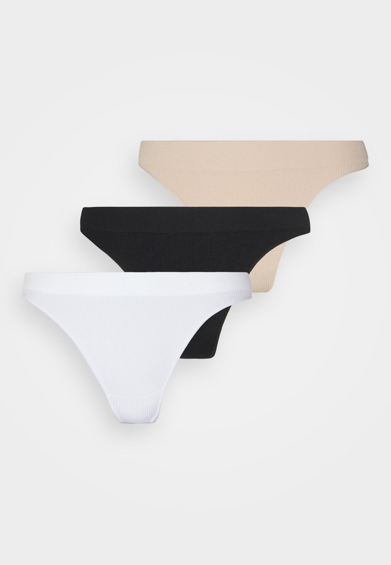 Weekday CAT THONG 3 PACK - Tanga - black/white/beige