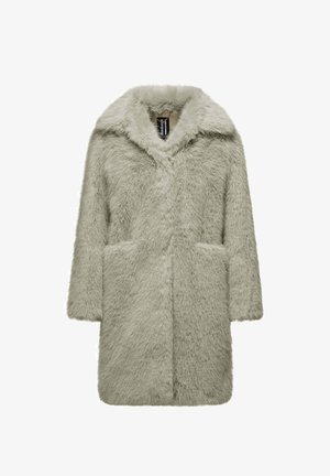 Bomboogie, LONG SINGLE-BREASTED COAT IN FAUX FUR - Cappotto invernale - grey fog