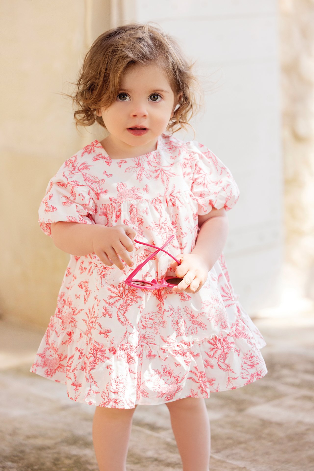 Robe Monnalisa en velours effet plissé pour bébé fille Blanc