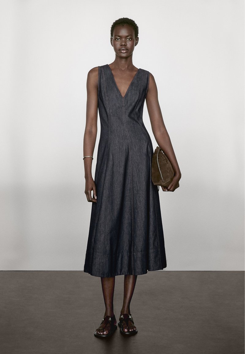 Massimo Dutti - Robe en jean - mottled dark blue, Agrandir
