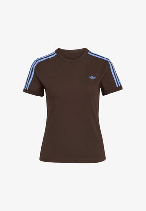 adidas Originals, 3-STRIPES SLIM T-SHIRT - Camiseta estampada - aurora coffee blue fusion