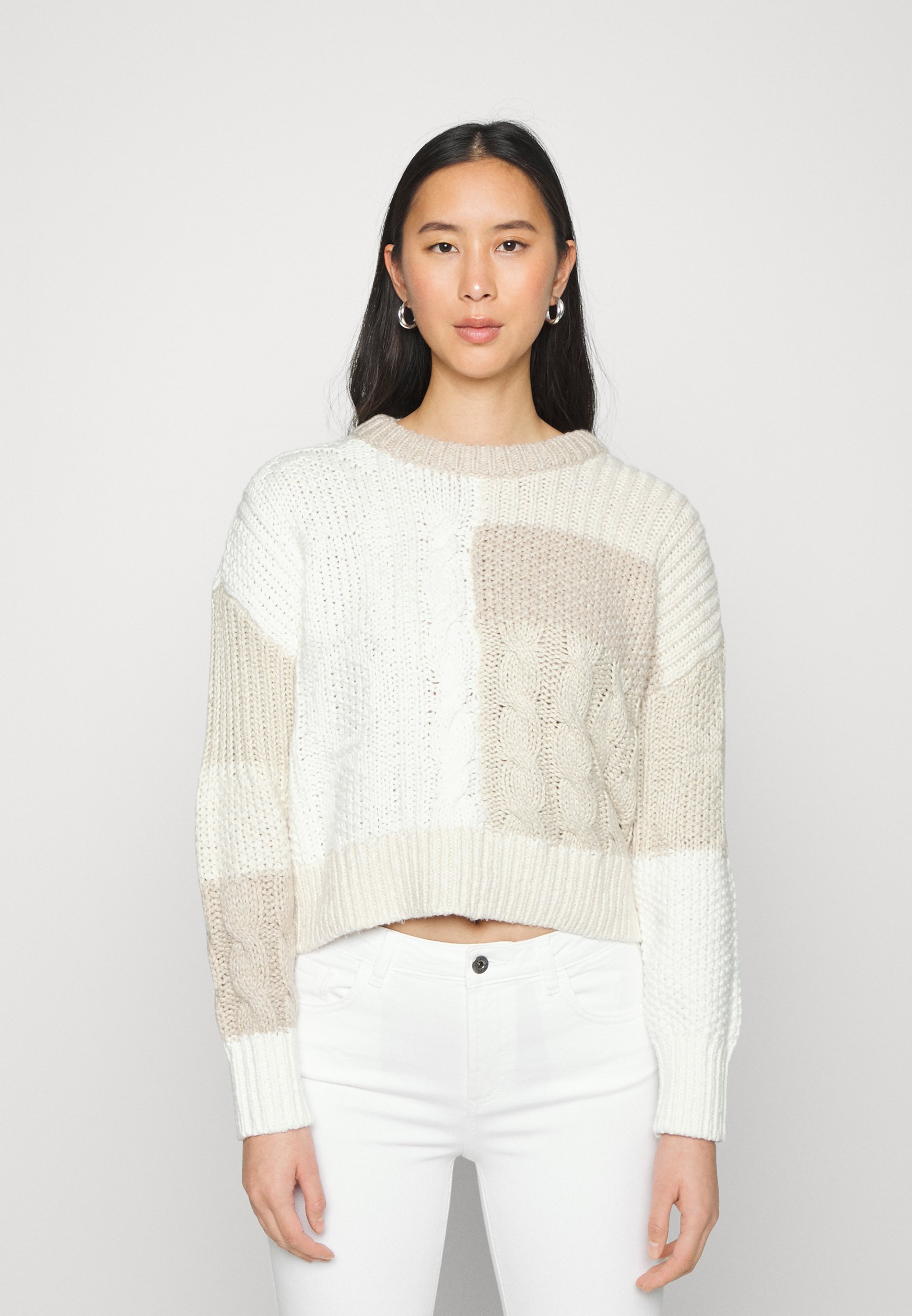 aerie PATCHWORK CREW - Jumper - soft muslin/tan - Zalando.de