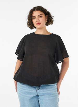 Zizzi, BLUSE MIT BALLONFORM UND FLÜGELÄRMELN - Μπλούζα - schwarz