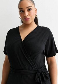 New Look Curves RIBBED WRAP - Tuta jumpsuit - black