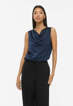 VILA, SLEEVELESS TOP VIELMINA WATERFALL - Blouse - navy blazer