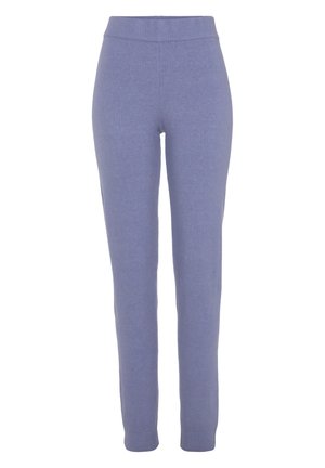 Light purple knit leggings with a fitted silhouette, elastic waistband, and smooth texture, designed for comfort and flexibility.