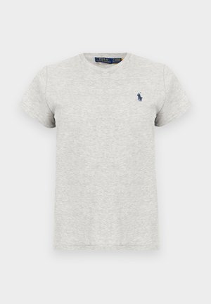 Lysegrå kortærmet t-shirt med rund hals og lille mørkeblå broderet Polo Ralph Lauren-logo på venstre bryst.