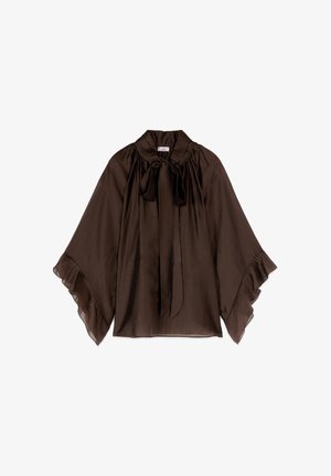Oltre, BLUSA CON FIOCCO - Bluse - marrone
