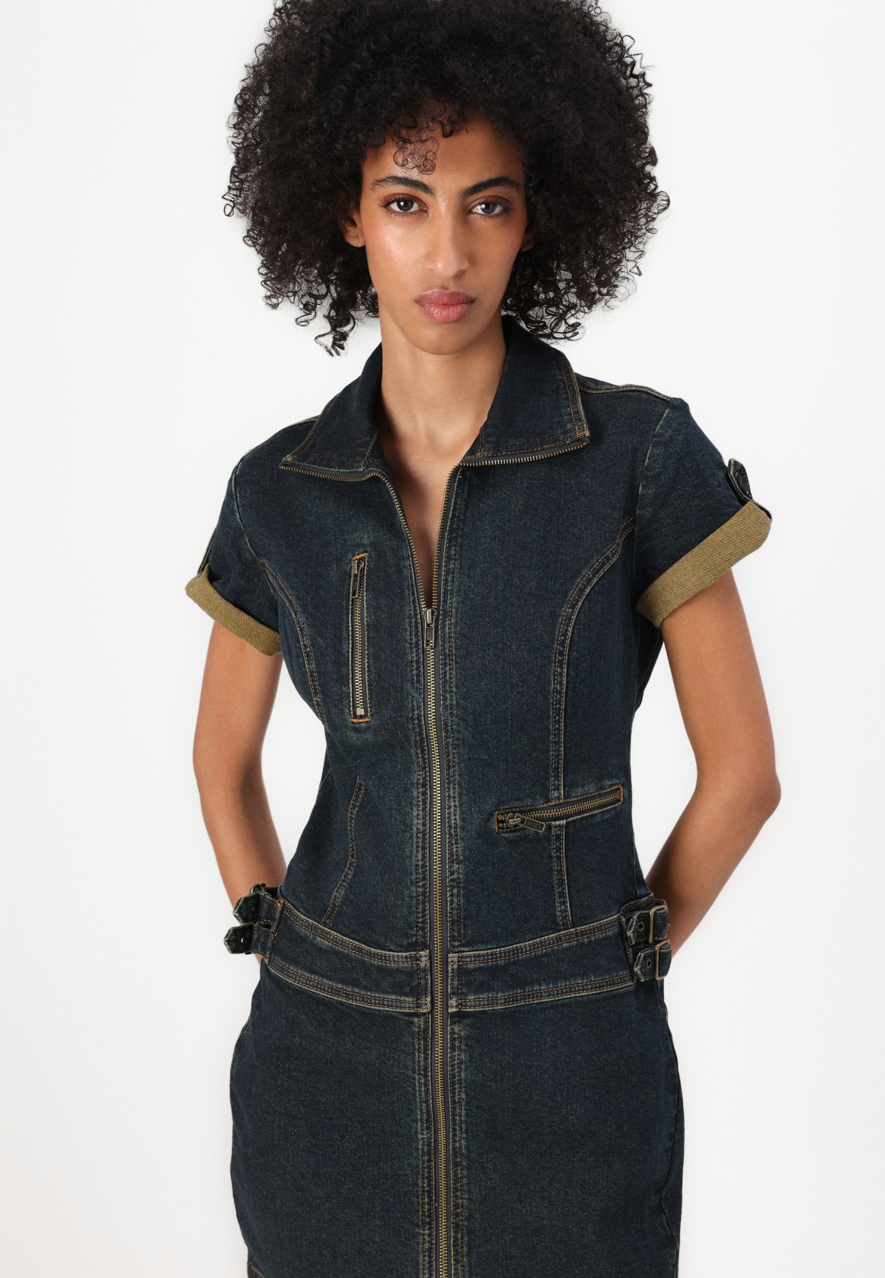 Guess Originals UTILITY ZIP DRESS - Denim dress - sanded/dirty