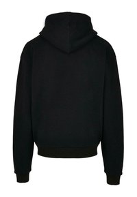 Sort hætte sweatshirt med et simpelt design, ribbede manchetter og kant. Fremstillet af blødt stof, med en afslappet pasform og en midt-længde ryg.