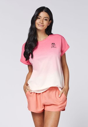 IM DIP-DYE-LOOK MIT STICKEREI - Pyjama top - pink orange