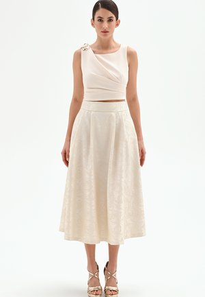 IN TESSUTO JACQUARD CON MOTIVO FLOREALE - Jupe plissée - var white cream