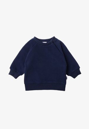 Marineblaues Sweatshirt mit Rundhalsausschnitt, Raglanärmeln, gerippten Bündchen und Saum. Weiches Material mit strukturiertem Finish.