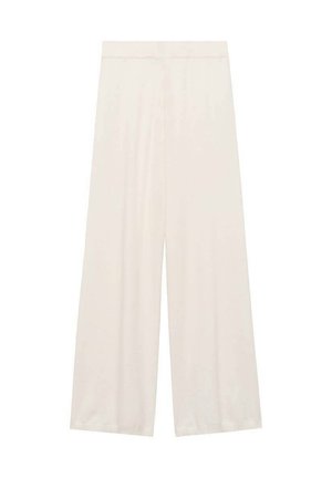 Wide-leg trousers made of light fabric, in a solid off-white color, with a smooth texture and no visible patterns or hardware details.