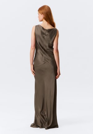 SATIN BOAT NECK MAXI DRESS - Iltapuku - mole dark