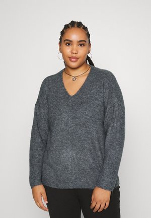 VMCREWLEFILE V NECK - Maglione - medium grey melange