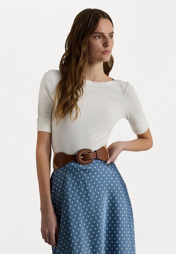 STRETCH COTTON BOATNECK TEE - Basic T-shirt - bianco